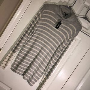 Express gray and cream striped turtleneck